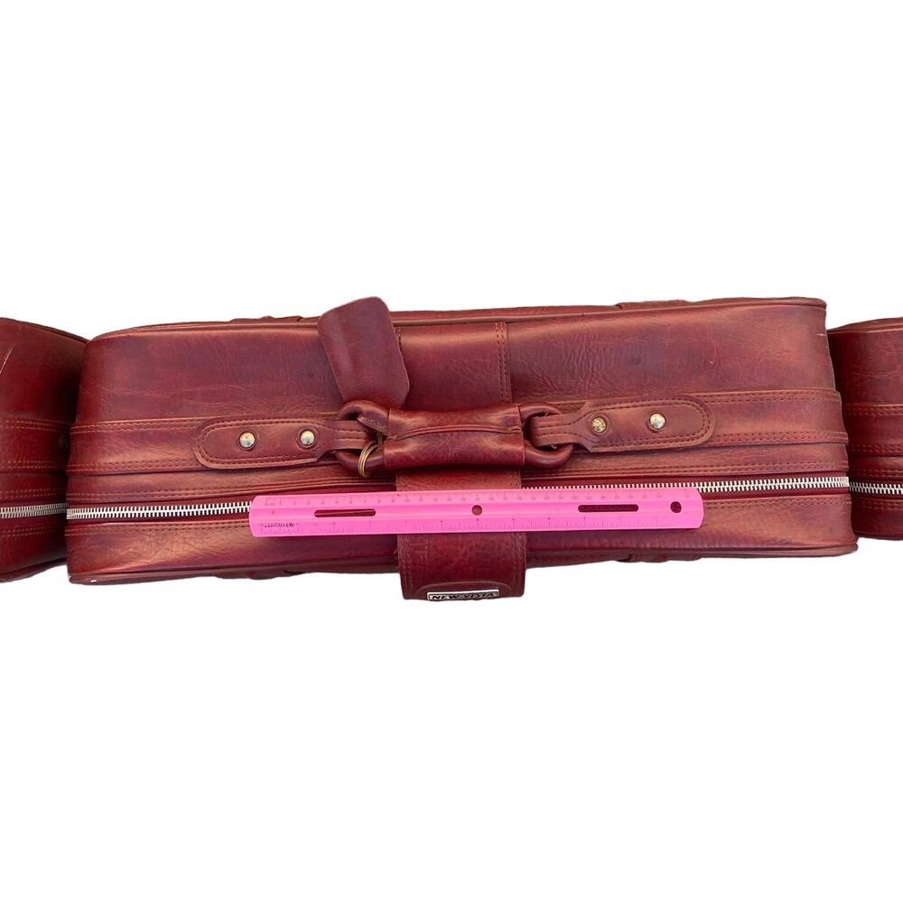 Set of 3 VTG New Vista Korean Travel Luggage Faux Leather Burgundy suitcases - Picture 12 of 16